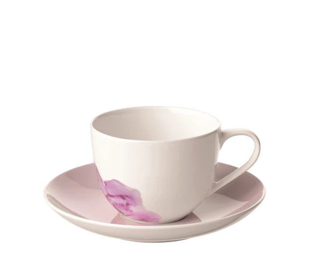 Koffiekop en -schotel roze