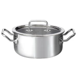 Kookpan 16 cm, laag model met glasdeksel