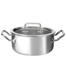Kookpan 16 cm, laag model met glasdeksel